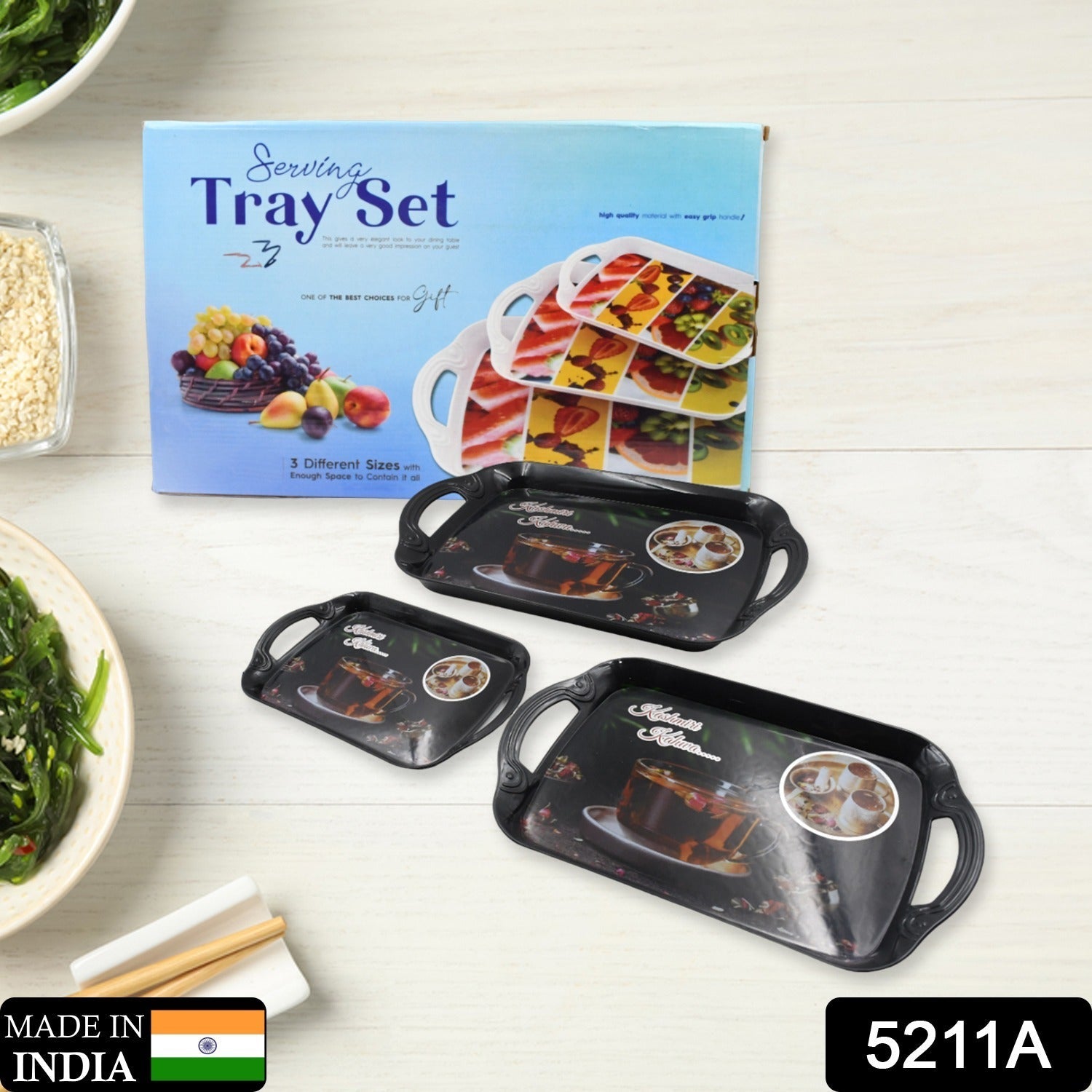 5211A Serving Tray Set of 3, Melamine Trays for Kitchen Snacks Serving Tray Tray Set for Serving Tea Tray for Serving Fancy Trays for Serving Gift Item, Different Size For Kitchen & Office Use 5211A Serving Tray Set of 3, Melamine Trays for Kitchen Snacks Serving Tray Tray Set for Serving Tea Tray for Serving Fancy Trays for Serving Gift Item, Different Size For Kitchen & Office Use